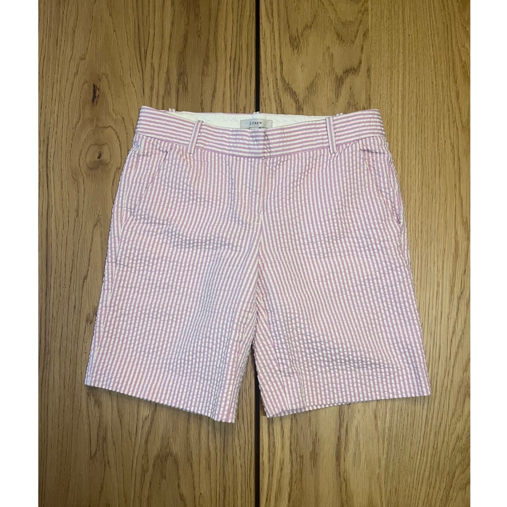 J.Crew Seersucker Shorts Women Size 00 Pink Preppy Coastal Spring 2012 Vintage